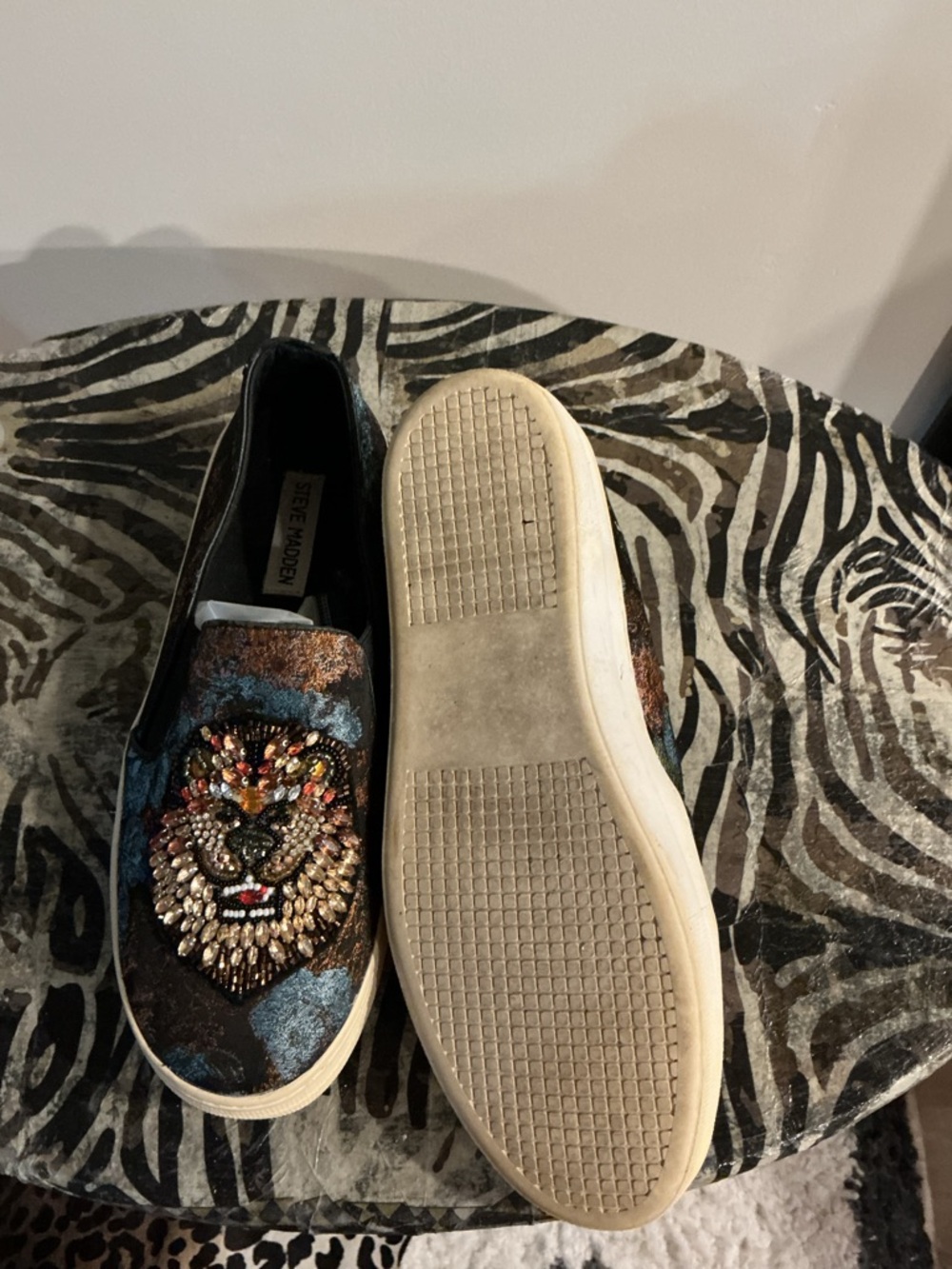 Steve Madden Metallic Blue and Bronze Slip-On Sneakers - Picture 4 of 5